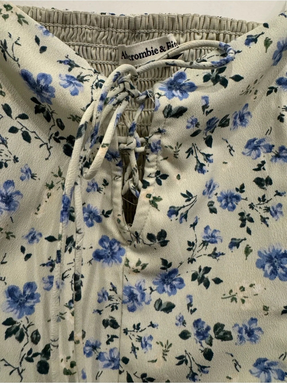 Abercrombie & Fitch Floral Blouse - Cream with Blue Floral